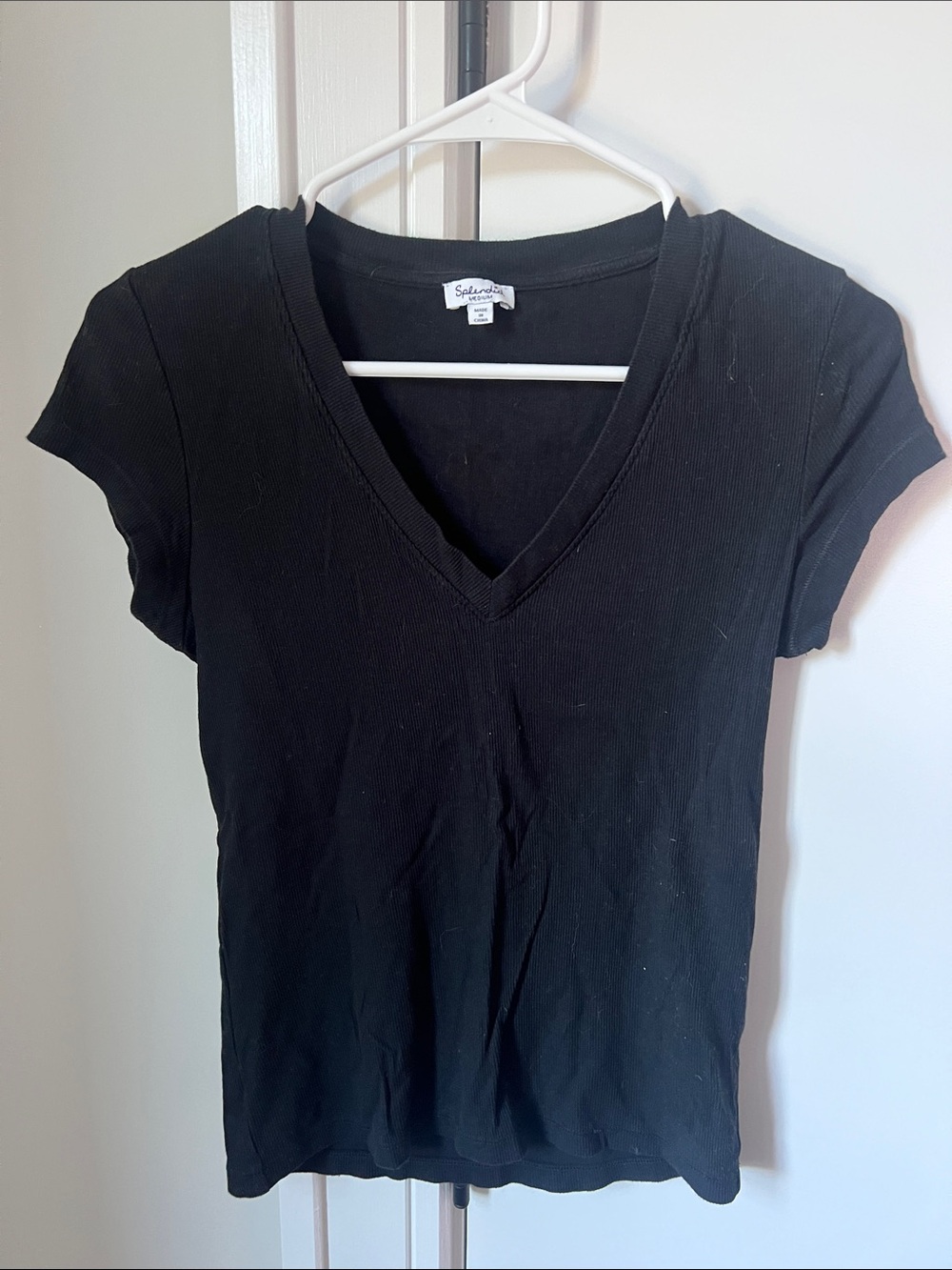 Splendid Black Short Sleeve V-Neck Tee